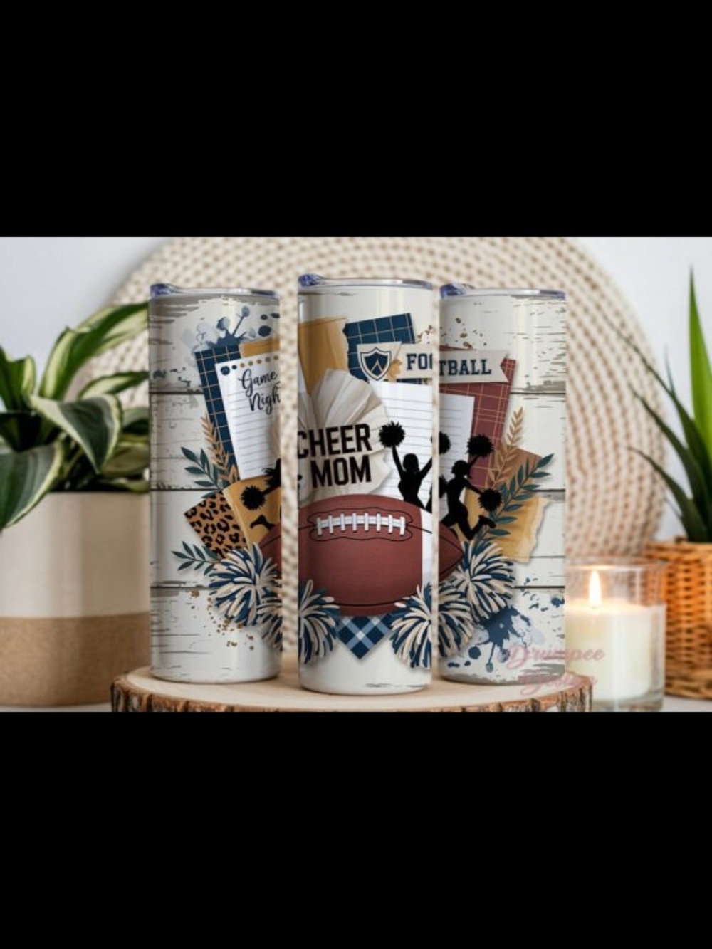 Cheer Mom Football Skinny Tumbler - Multi-Color